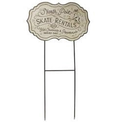 Metal North Pole Skate Rentals Yard Sign