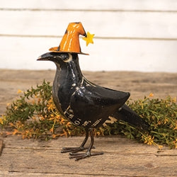 Recycled Metal Witch Hat Crow