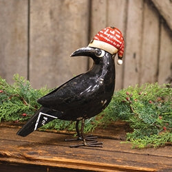 Vintage Metal Santa Hat Crow