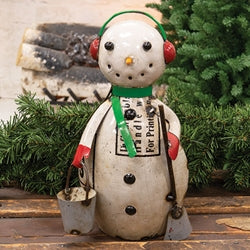Vintage Metal Buddy Snowman w/Shovel & Bucket