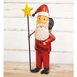 Vintage Metal Snowshoe Santa w/Star Staff