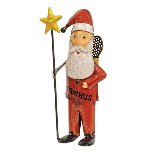 Vintage Metal Snowshoe Santa w/Star Staff