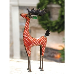 Vintage Metal Standing Red Reindeer