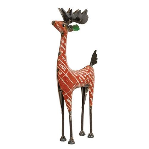 Vintage Metal Standing Red Reindeer
