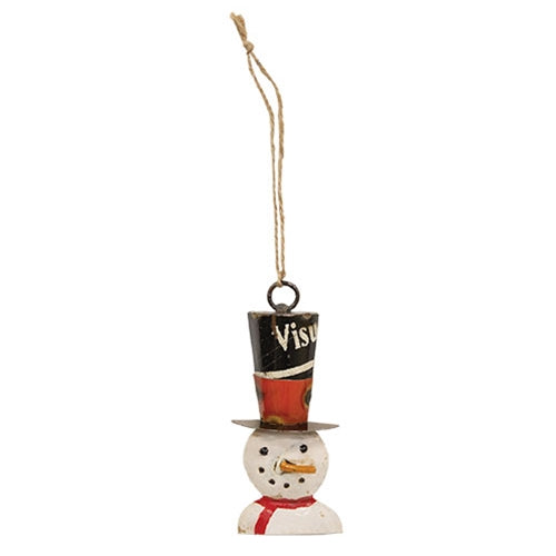 Vintage Metal Top Hat Snowman Ornament
