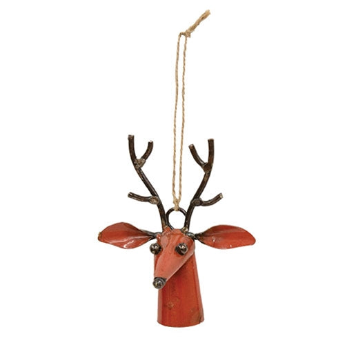 Vintage Metal Red Reindeer Head Ornament
