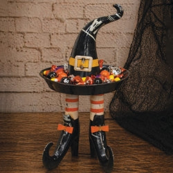 Recycled Metal Witch Hat & Boots Candy Dish