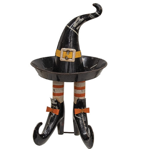 Recycled Metal Witch Hat & Boots Candy Dish
