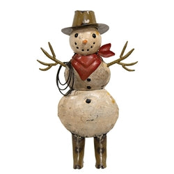 Recycled Metal Colden Cowboy Snowman