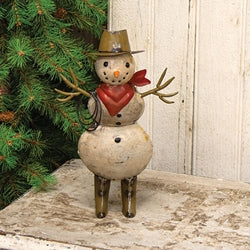 Recycled Metal Colden Cowboy Snowman
