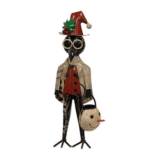 Recycled Metal Nick Christmas Crow