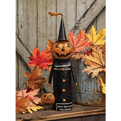 Recycled Metal Jack O Lantern Witch w/Candy Bucket