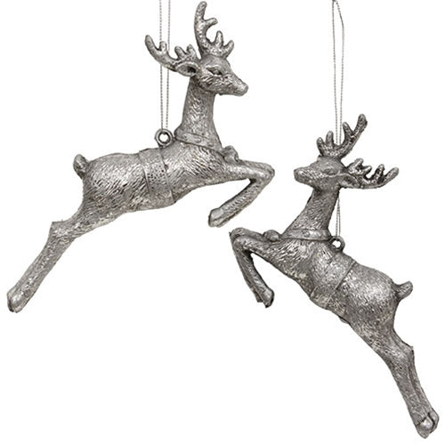 Antiqued Silver Vintage Reindeer Ornament - 2 Asstd.