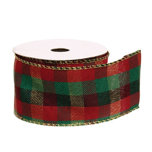 Red & Green Classic Plaid Wired Ribbon - 2.5" x 10 Yards