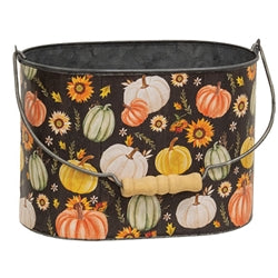 2/Set - Watercolor Pumpkins & Sunflower Oval Buckets