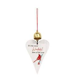Cardinal Sayings Jingle Heart Ornament - 3 Asstd.