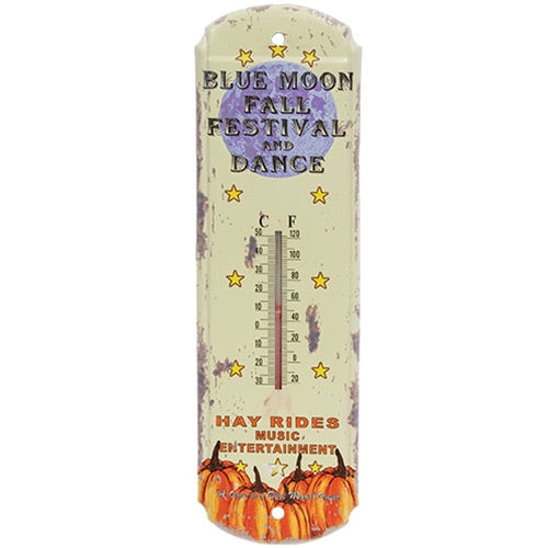 Blue Moon Festival Distressed Metal Thermometer