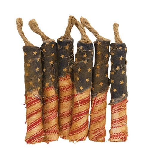 6/Set - Grungy Primitive Fabric Firecracker Bowl Fillers