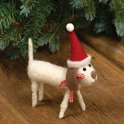 Felted Christmas Dog Ornament