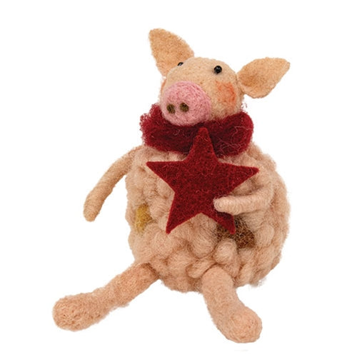 Felted Pig Ornament