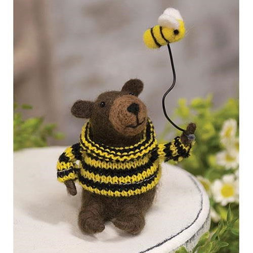 Buzzing Bear Felted Ornament
