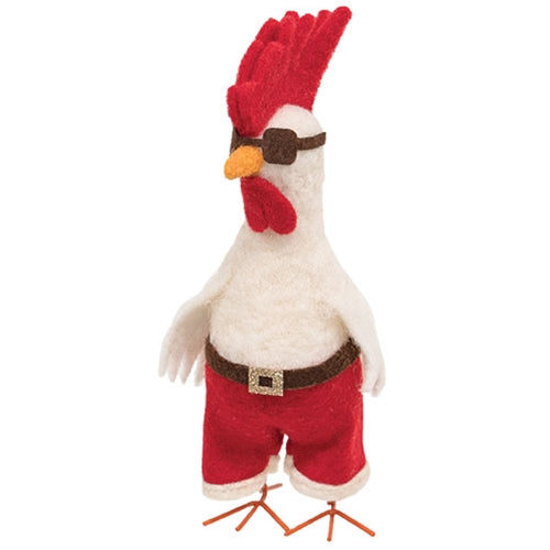 Santa Chicken Christmas Felted Ornament