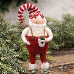 Santa with Latte Felted Ornament
