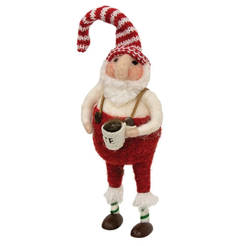 Santa with Latte Felted Ornament