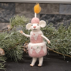 Birthday Cake Mouse Felted Ornament