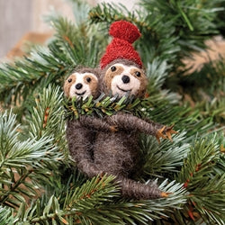Sloth and Baby Felted Ornament