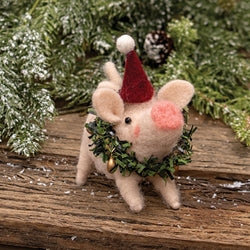 Christmas Wreath Pig Felted Ornament