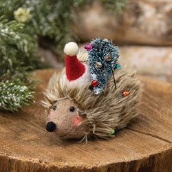 Hedgehog with Lights and Tree Felted Ornament