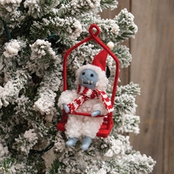 Ski Lift Abominable Snowman Felted Ornament