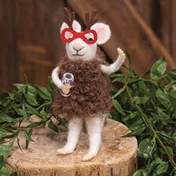 Reindeer Glasses Mouse Felted Ornament