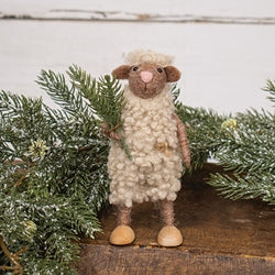 Sheep with Sprig Felted Ornament