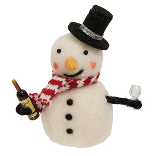Holiday Cheers Snowman Felted Ornament