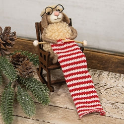 Knitting Sheep in Rocking Chair Felted Ornament