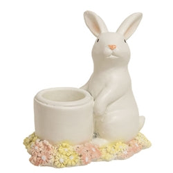 Resin Bunny & Flowers Taper Holder - 2 Asstd.
