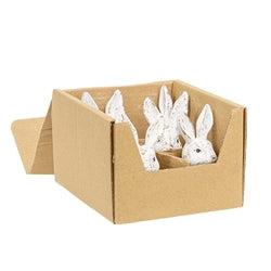 6/Set - Carved Look Whitewashed Resin Bunny Bust Sitters