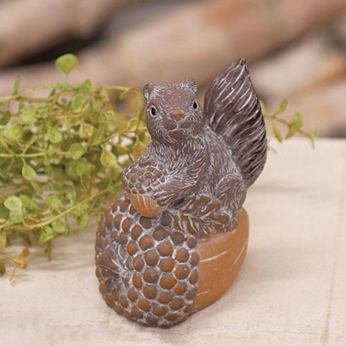 Resin Squirrel on Acorn Figurine