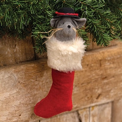 Cozy Matty Mouse In Red Stocking Hanger