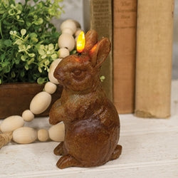 Battery Operated Glow Flame Bunny - Brown