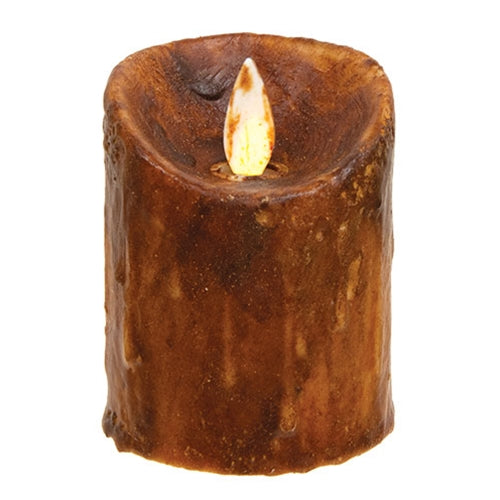 Moving Flame Timer Pillar - 2.5" x 3" - Brown