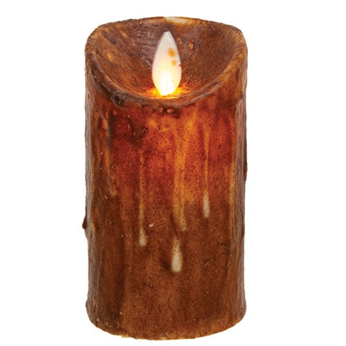 Moving Flame Battery Timer Pillar - 2.5" x 4.5" - Brown