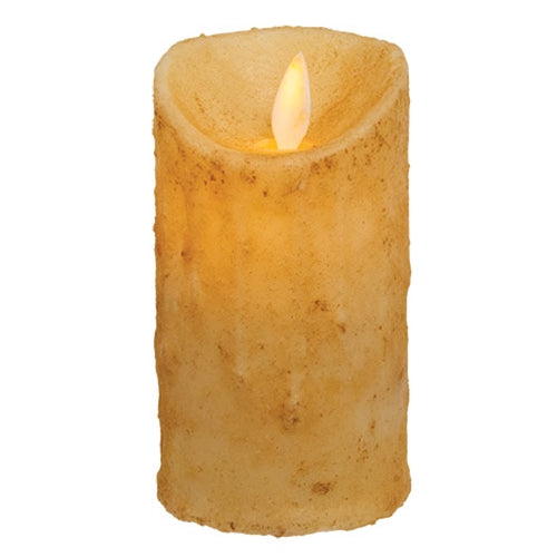 Moving Flame Battery Timer Pillar - 2.5" x 4.5" - Burnt Ivory