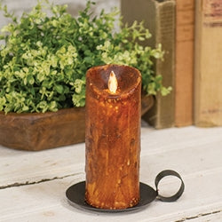 Moving Flame Timer Pillar - 2.5" x 6" - Brown