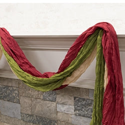 Sage Tan & Burgundy Cheesecloth Bunting - 50x108