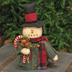 Top Hat Candy Cane & Coat Snowman - 16"H