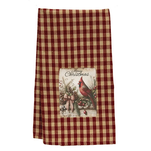Merry Christmas Cardinal Dish Towel