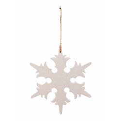 *White Glitter Snowflake Ornament 8"